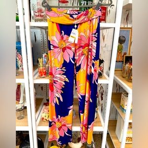 Trina Turk Tropicalia Wide Leg PantCover Up Multi Color Bright Palazzo NWT Small